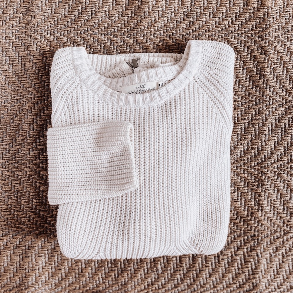 :: H&M :: side zip sweater / ivory/ medium